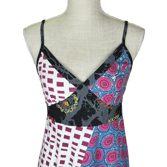 NWT Sylc Camisa Midi Dress Women's Large Artsy Boho Spaghetti Straps Babydoll - Picture 2 of 15